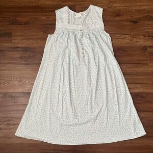 Coquette Pastel Floral Nightgown Dress Cottagecore Button Front Women Medium